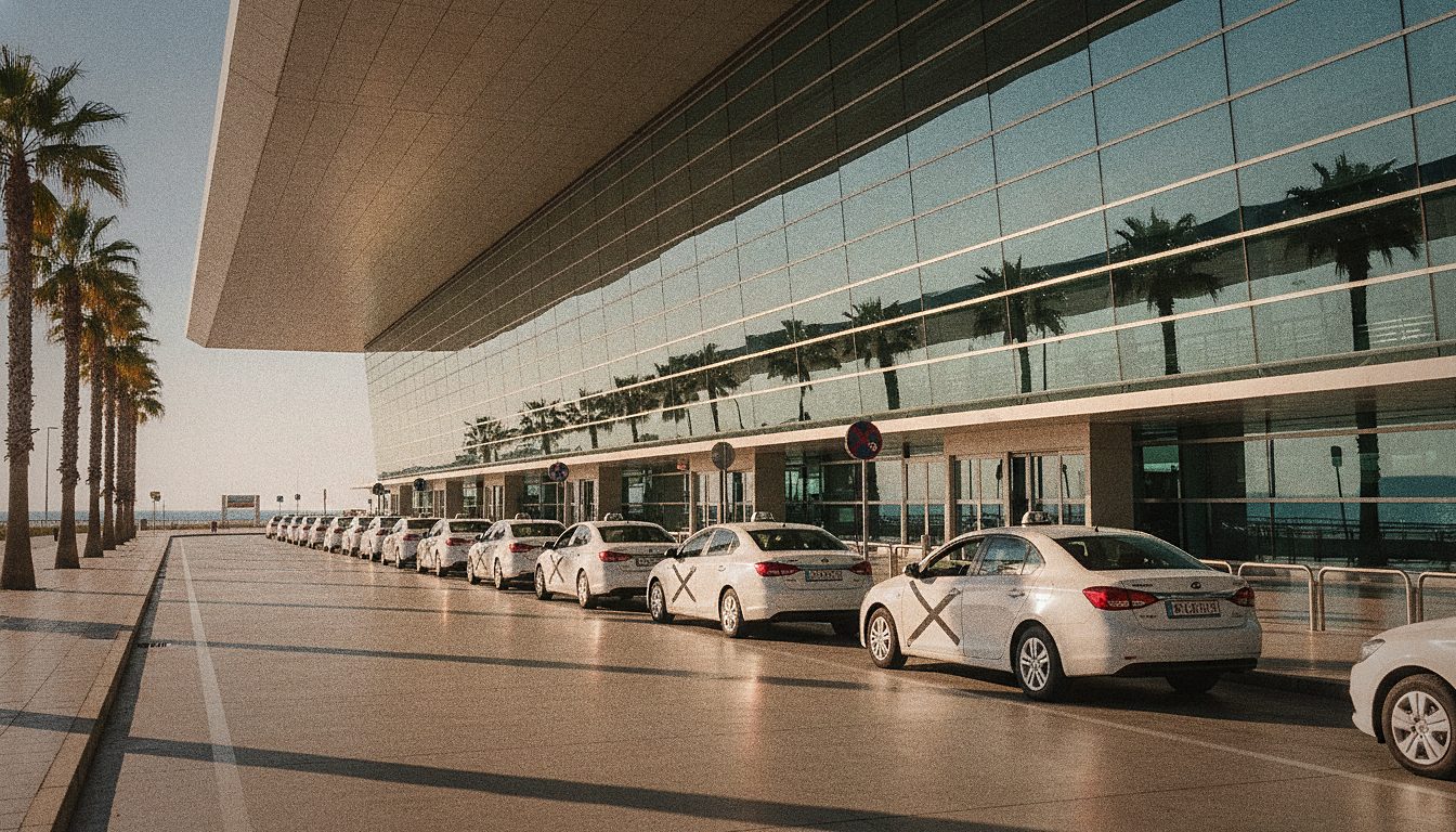 Fila de taxis en la zona de llegadas del aeropuerto de Alicante-Elche