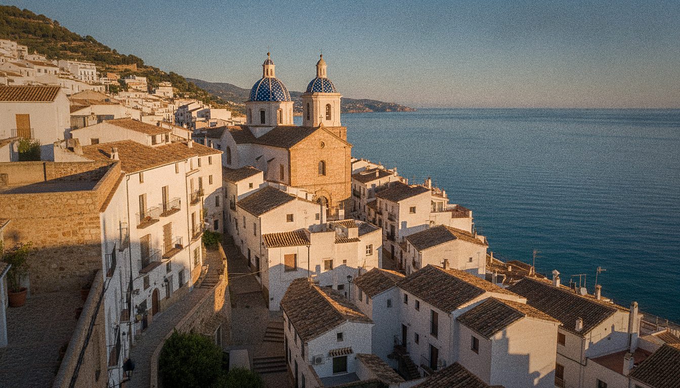 Altea's old town on the hillside with the blue-domed church overlooking the Mediterranean